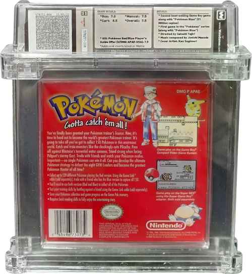 1998 POKEMON RED VERSION SANDSHREW NINTENDO GAME BOY GB WATA 7.5 CIB