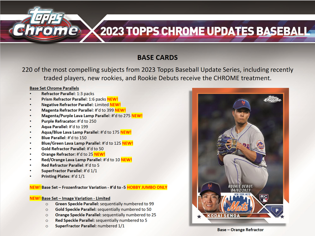 2023 Topps Chrome Update Series Baseball Jumbo 8 Box Case