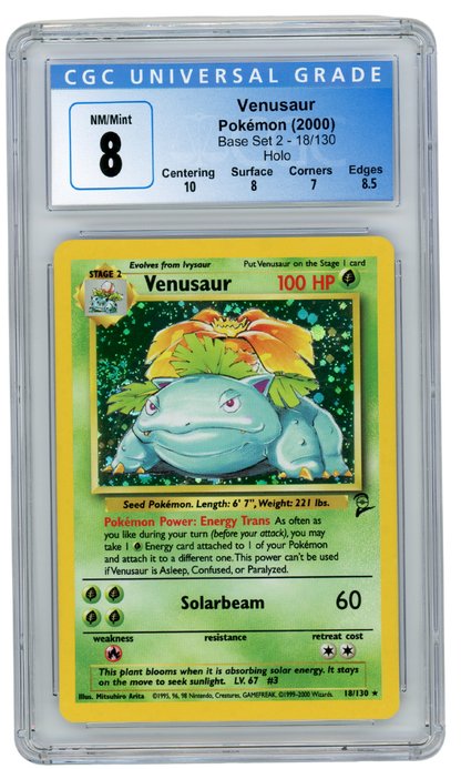 Venusaur Base Set 2 Holo 18/130 2000 CGC 8 (#9006)